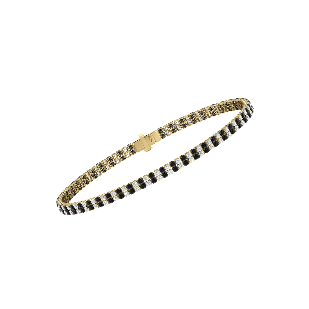 Double Line Ultra Light Tennis Bracelet in Diamond and Black Diamond  (1.50mm)