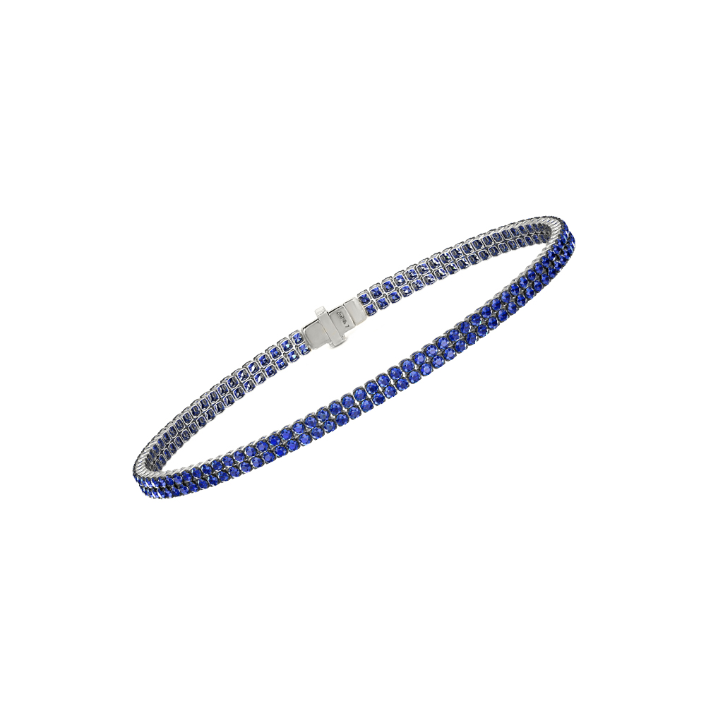 Double Line Ultra Light Tennis Bracelet in Blue Sapphire  (1.50mm)