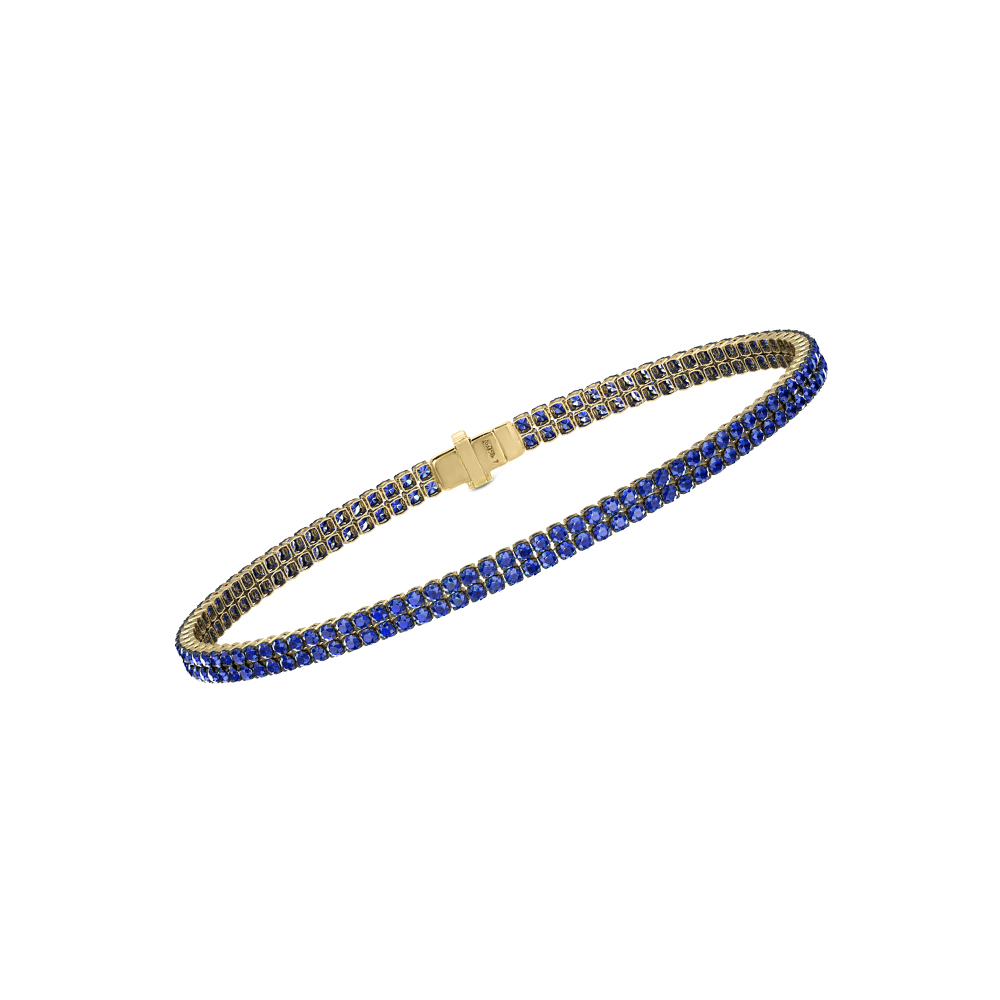 Double Line Ultra Light Tennis Bracelet in Blue Sapphire  (1.50mm)