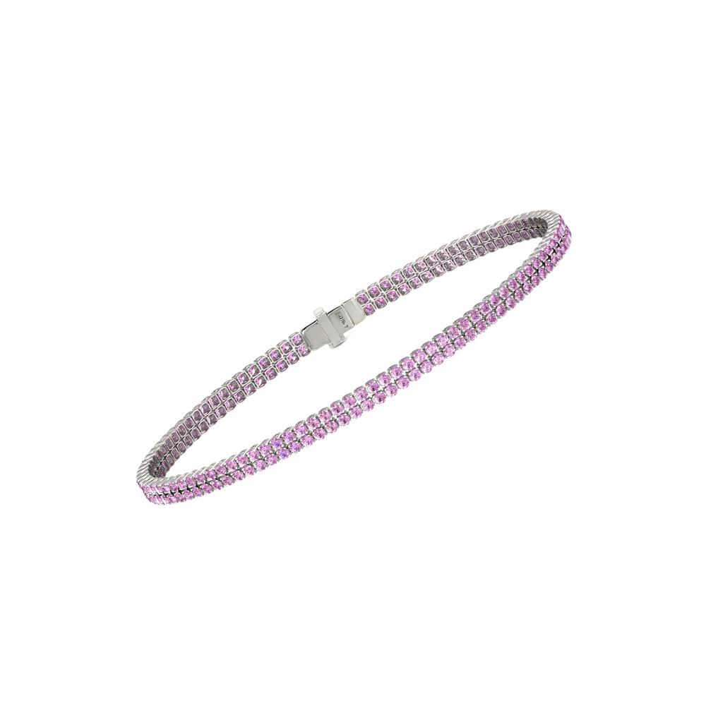 Double Line Ultra Light Tennis Bracelet in Pink Sapphire  (1.50mm)