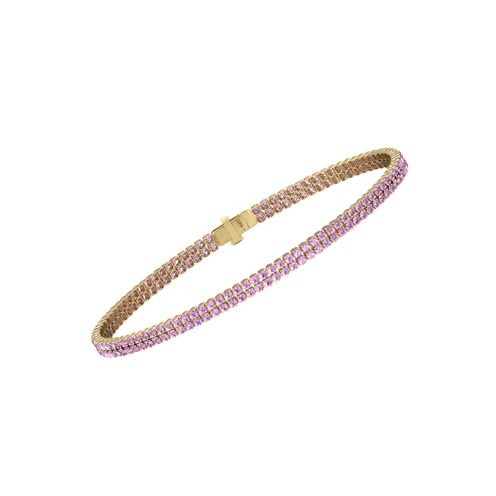 Double Line Ultra Light Tennis Bracelet in Pink Sapphire  (1.50mm)