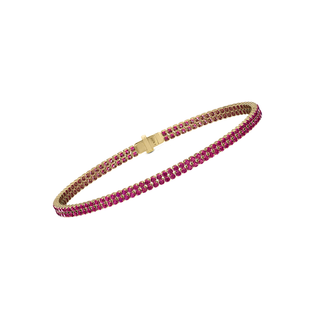 Double Line Ultra Light Tennis Bracelet in Ruby  (1.50mm)