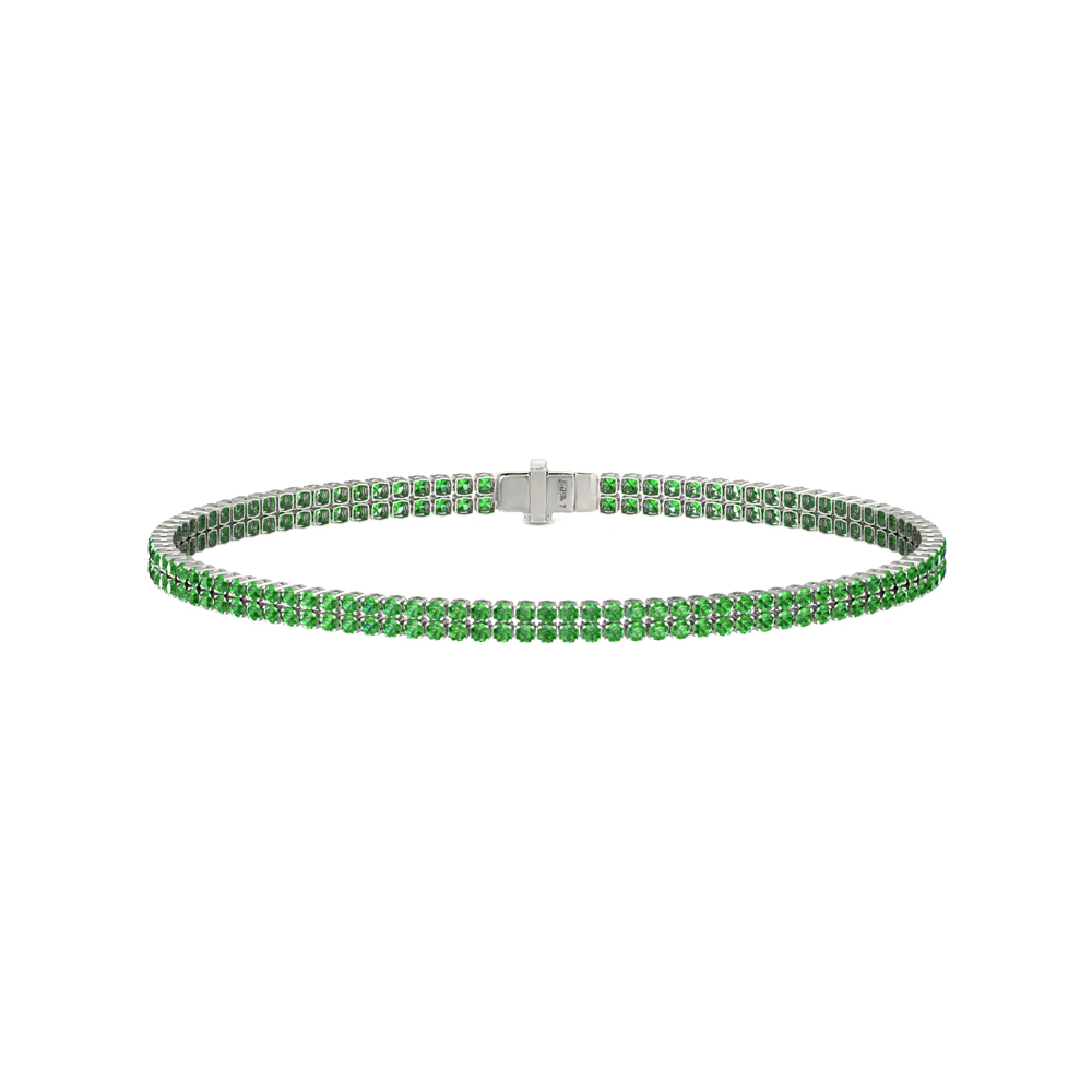 Double Line Ultra Light Tennis Bracelet in Tsavorite  (1.50mm)