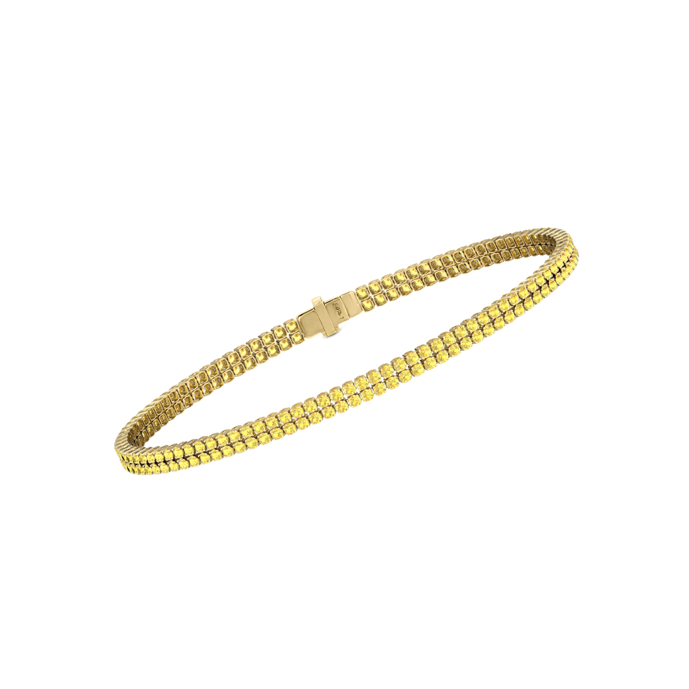 Double Line Ultra Light Tennis Bracelet in Yellow Sapphire  (1.50mm)