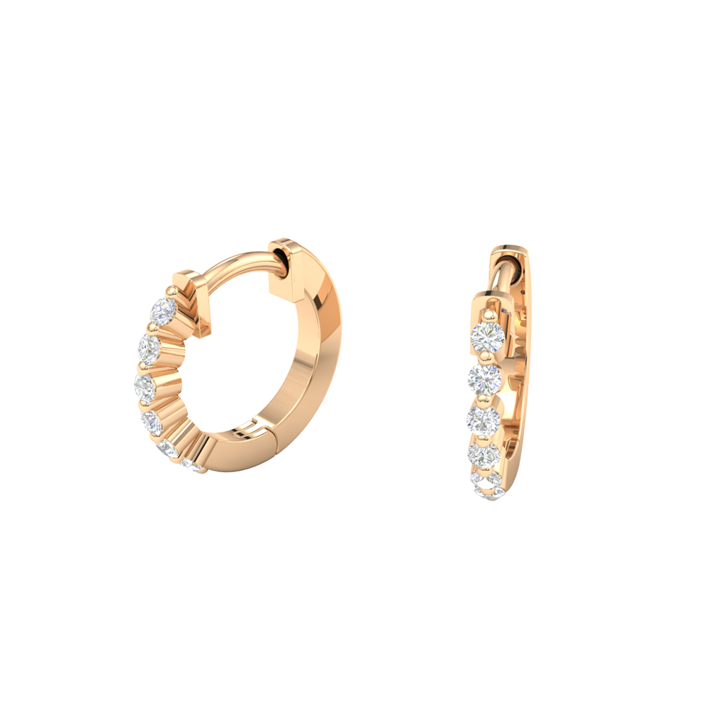 Rose Gold Single Prong Diamond Hoop Earrings