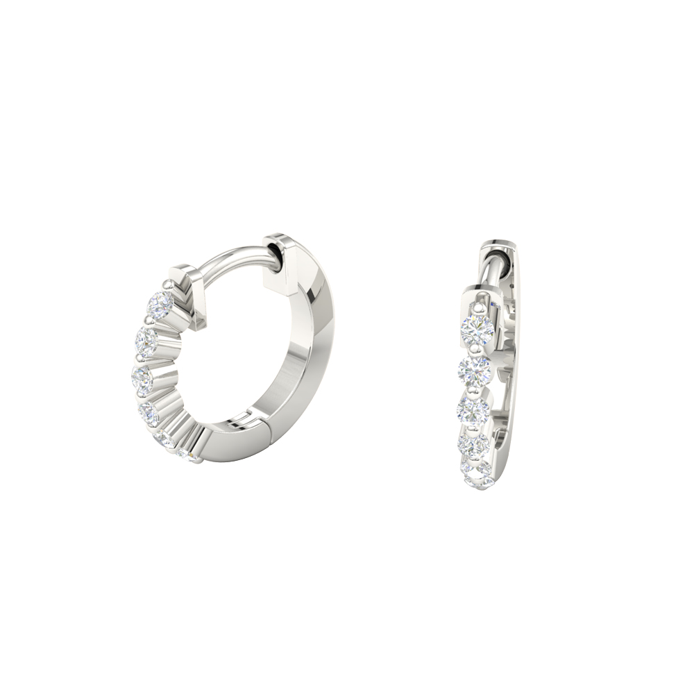 White Gold Single Prong Diamond Hoop Earrings