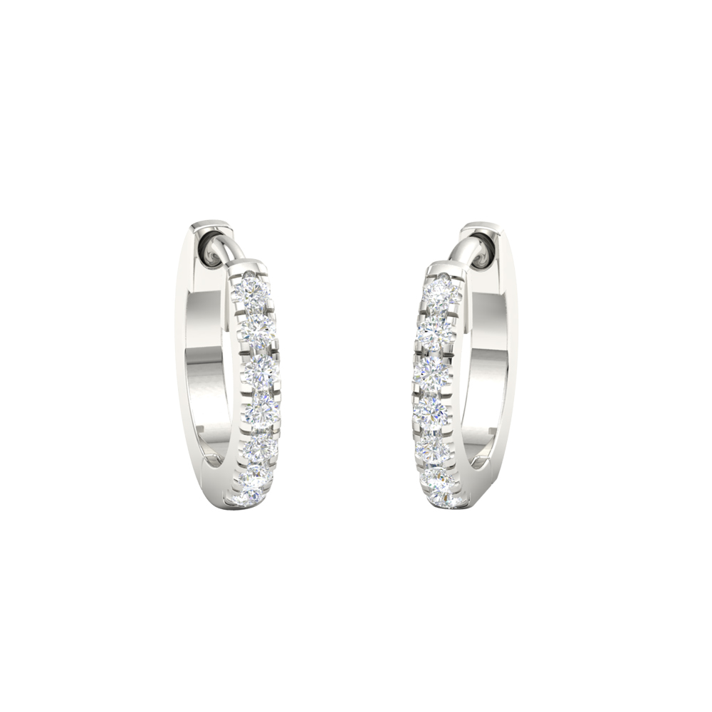 White Gold Micro Pave Set Diamond Hoop Earrings