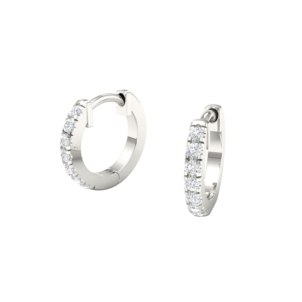 White Gold Micro Pave Set Diamond Hoop Earrings