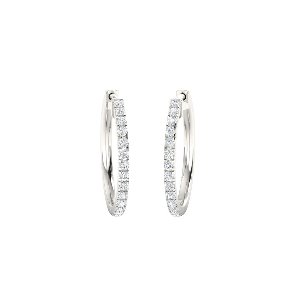 White Gold Micro Pave Set Diamond Hoop Earrings