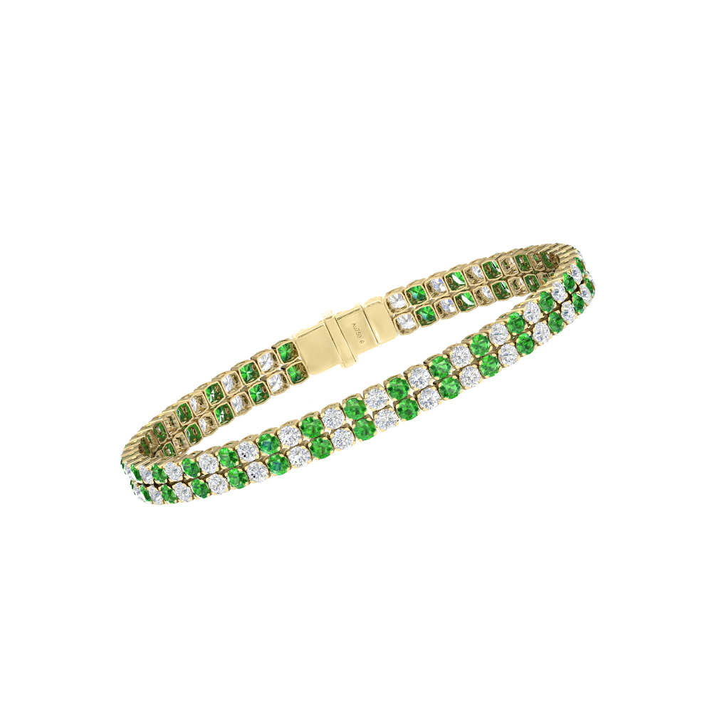 Double Line Ultra Light Tennis Bracelet in Diamond and Tsavorite  (2.70mm)