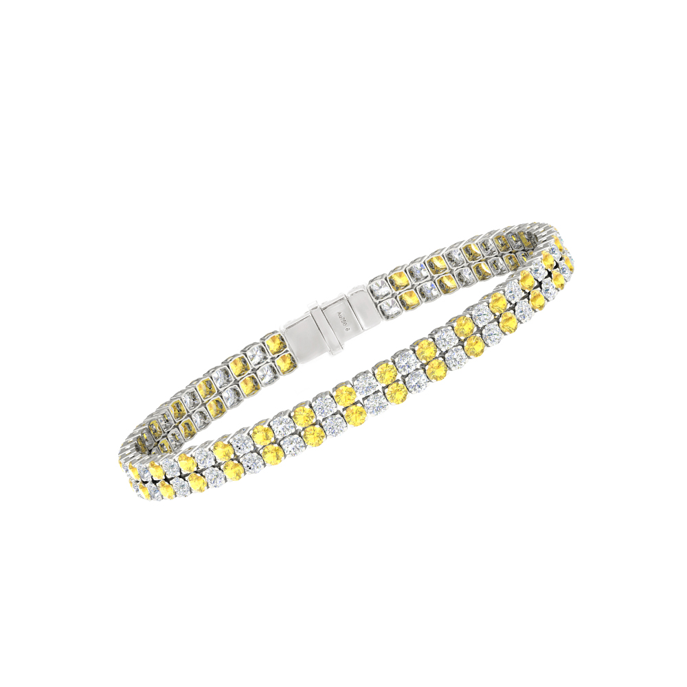 Double Line Ultra Light Tennis Bracelet in Diamond and Yellow Sapphire (2.70mm)