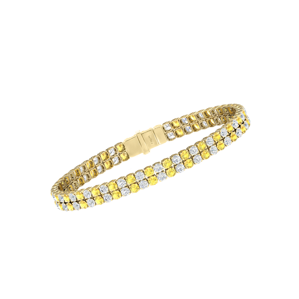 Double Line Ultra Light Tennis Bracelet in Diamond and Yellow Sapphire (2.70mm)