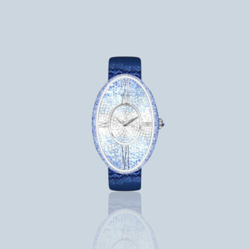 Elliptical Blue Sapphire And Diamond Wrist Watch