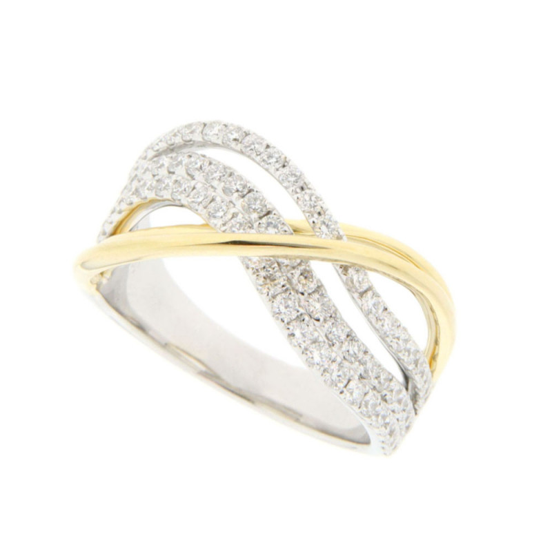 Chic Crisscross Diamond and Gold Ring