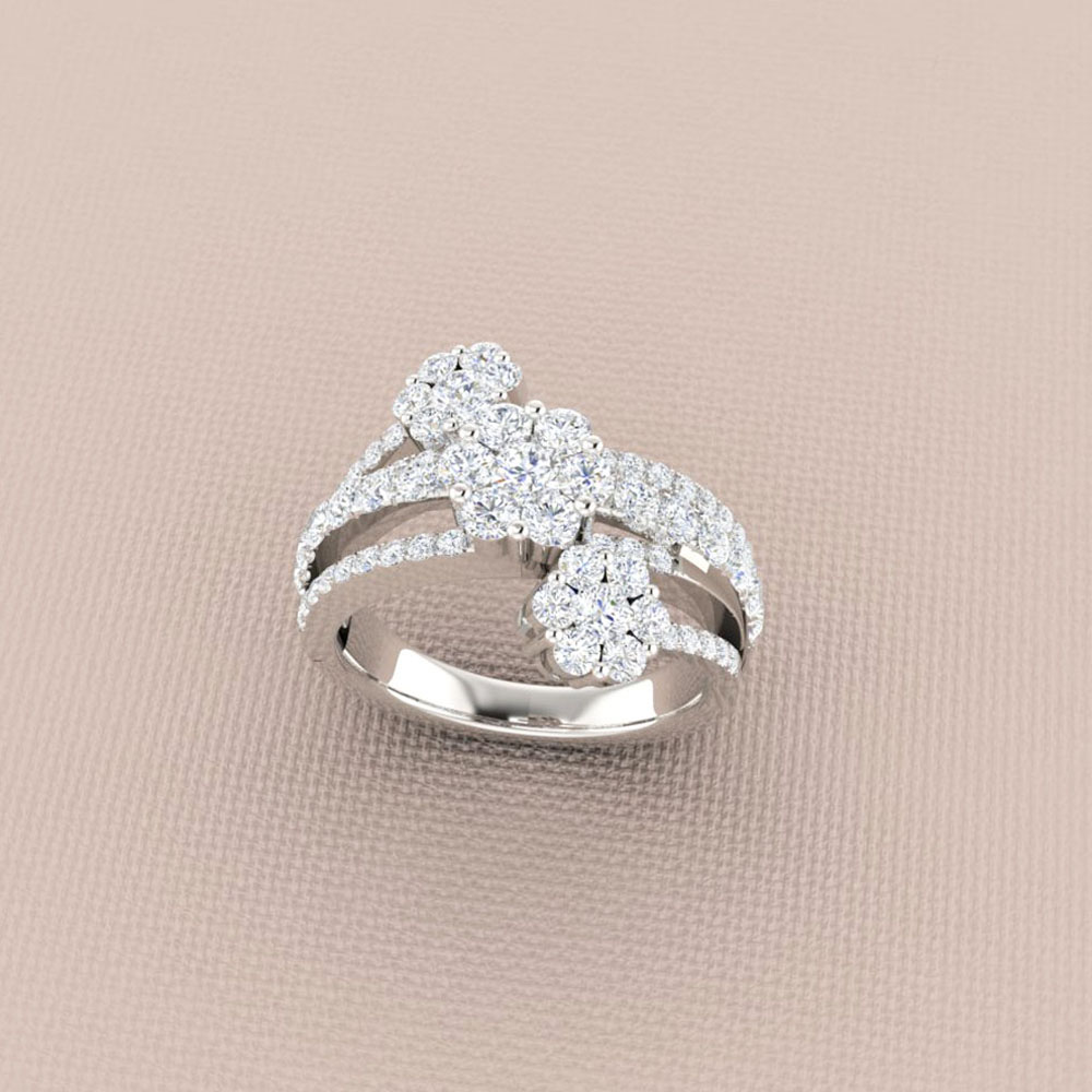 Triple Flower Diamond Ring