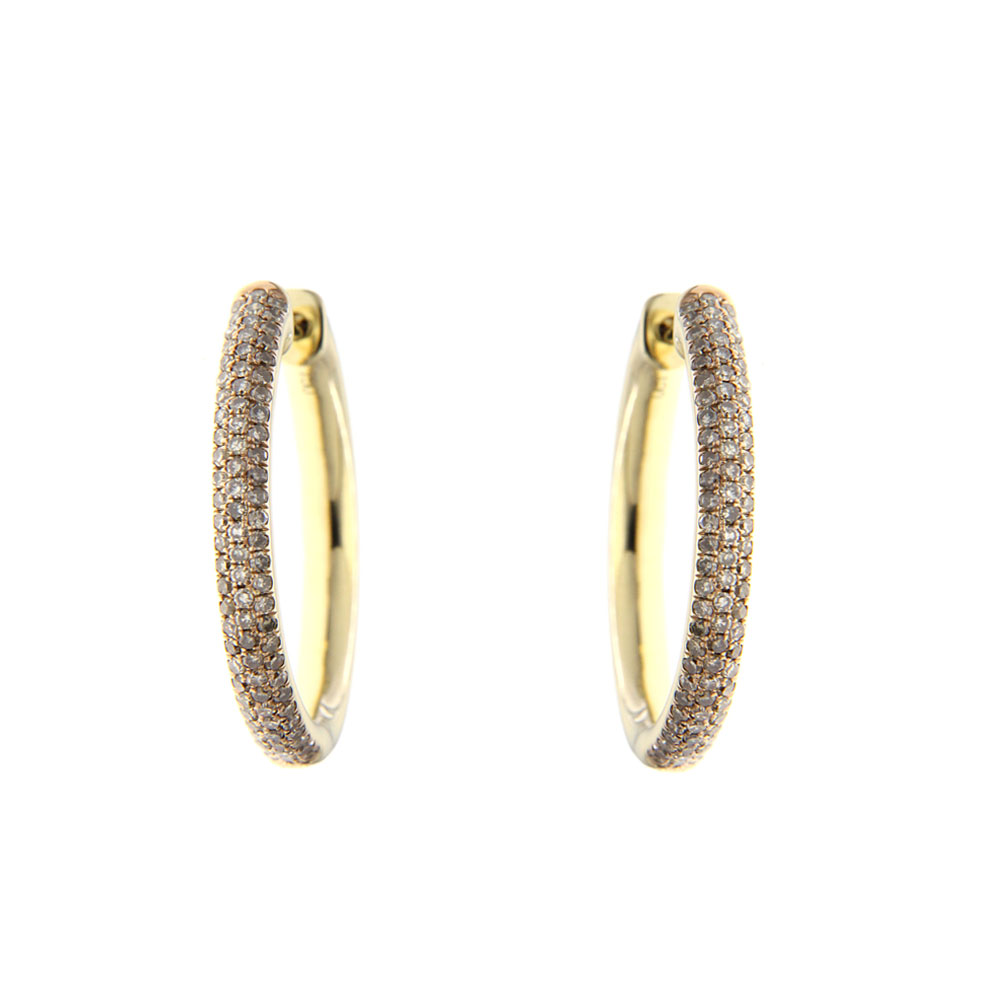Classic Brown Diamond Hoop Earrings