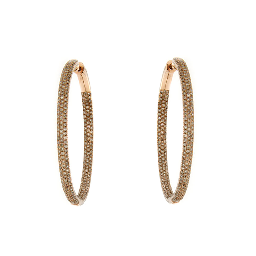 Classic Brown Diamond Hoops