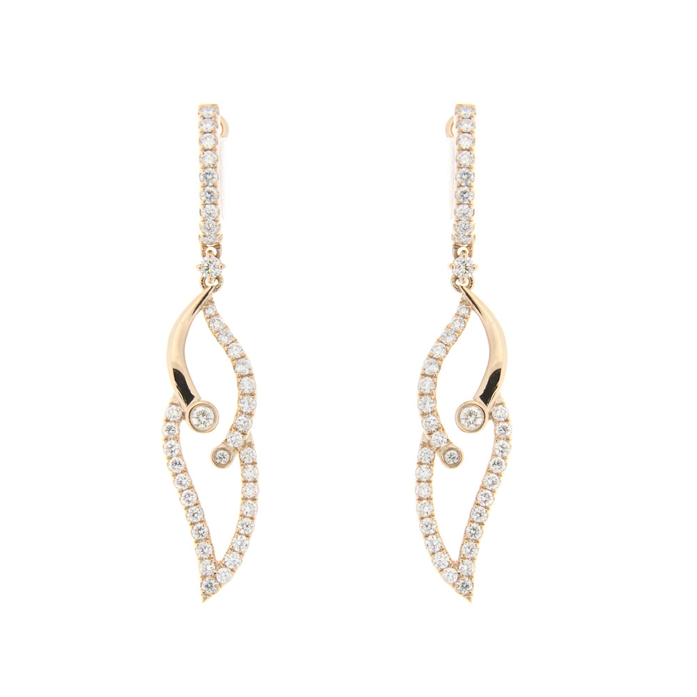Fancy Diamond & Gold Leaf Drop Earrings