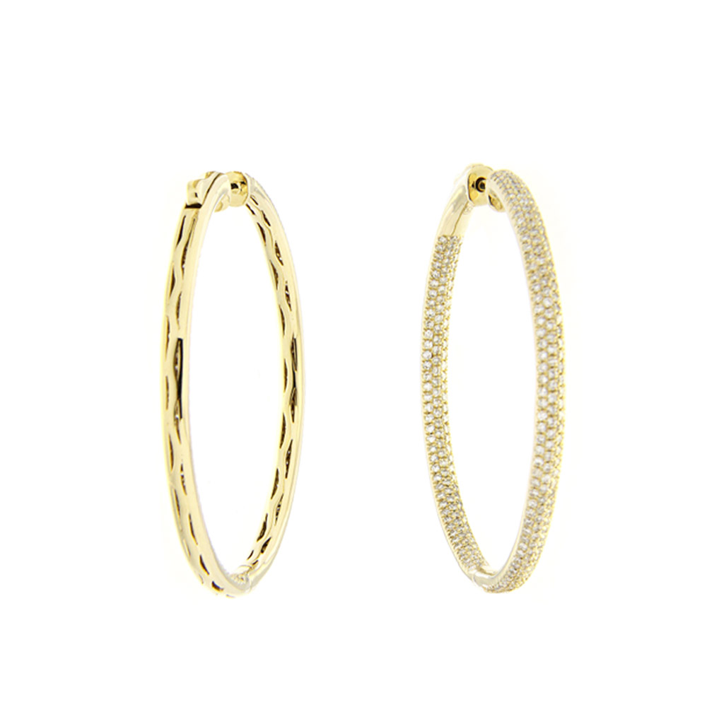 Fashionable Diamond And Gold Hoops