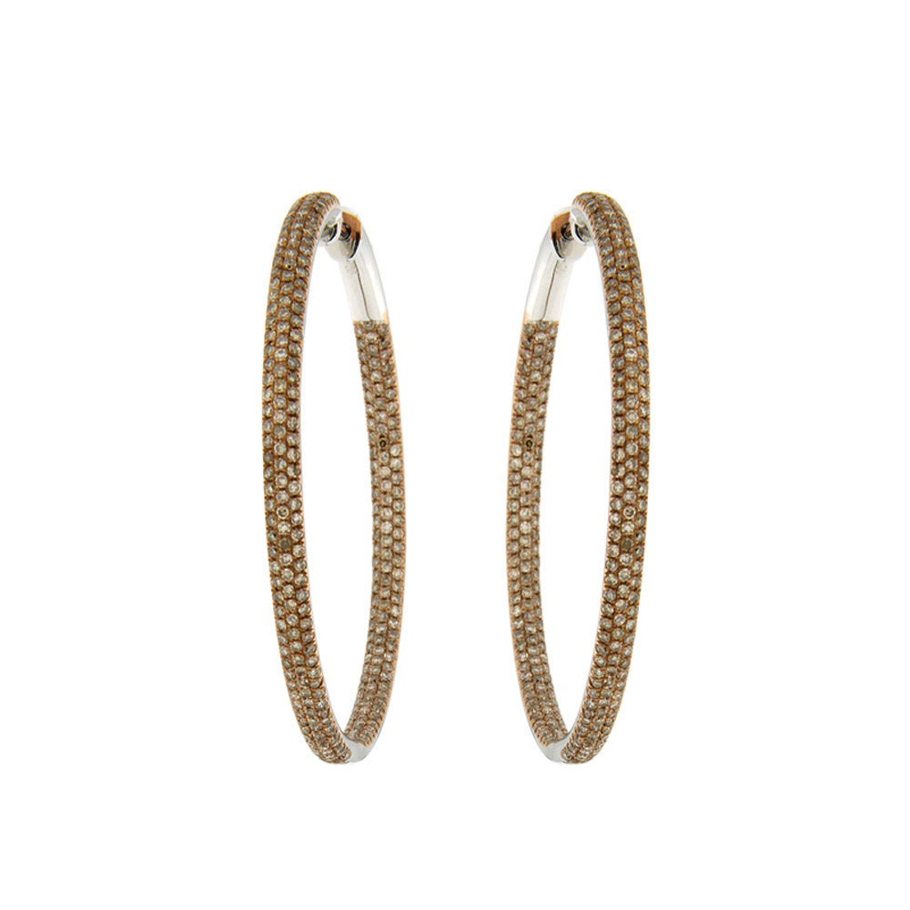 Brown Diamonds And White Gold Hoops