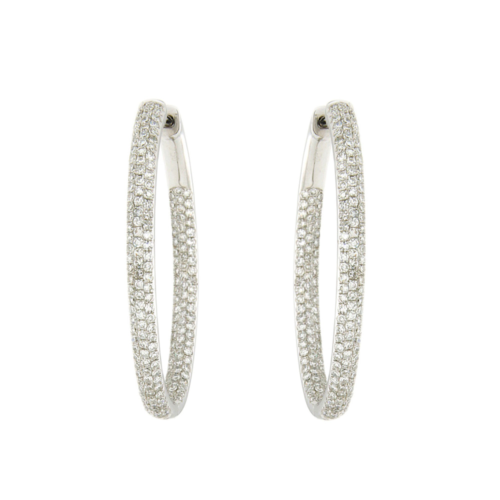 Fashion Diamond and Gold Hoops