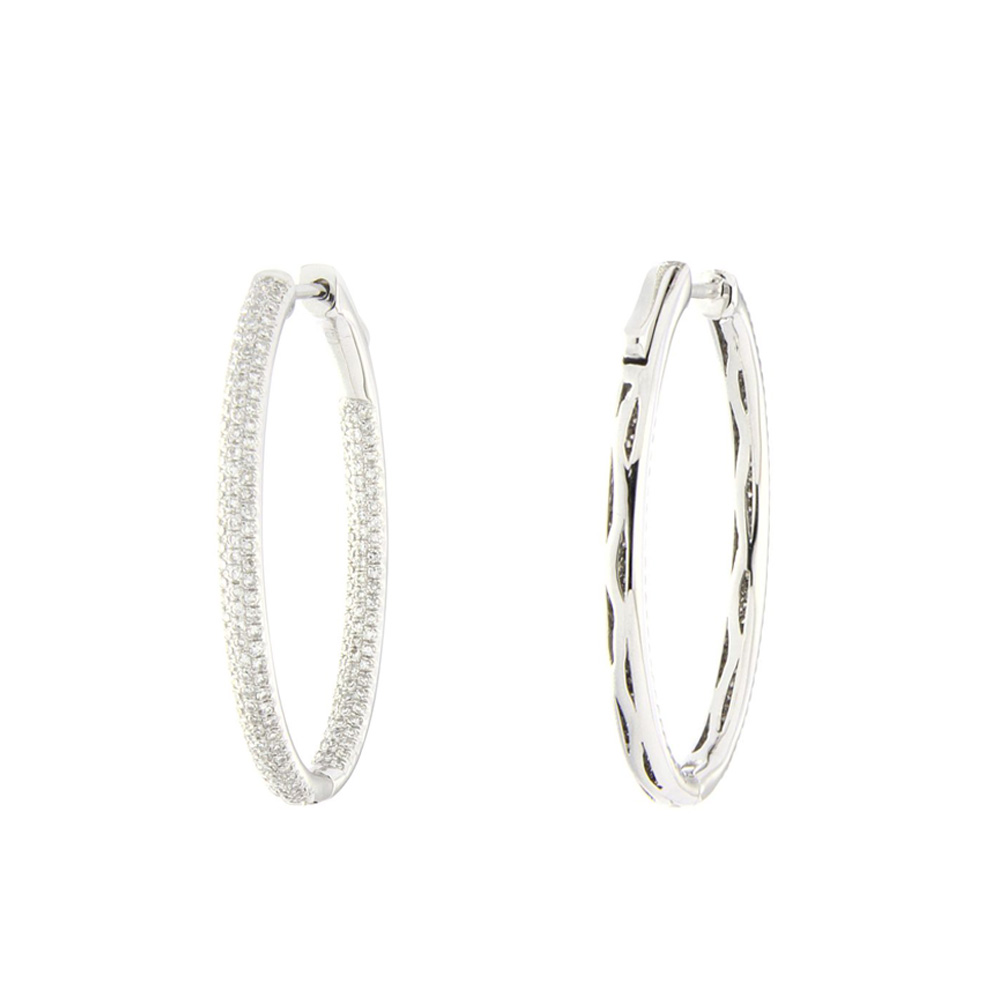 Fashion Diamond and Gold Hoops