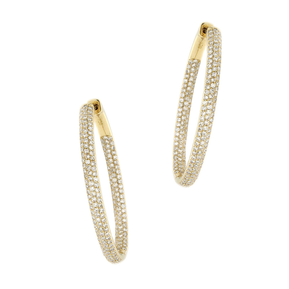 Fashion Diamond and Gold Hoops