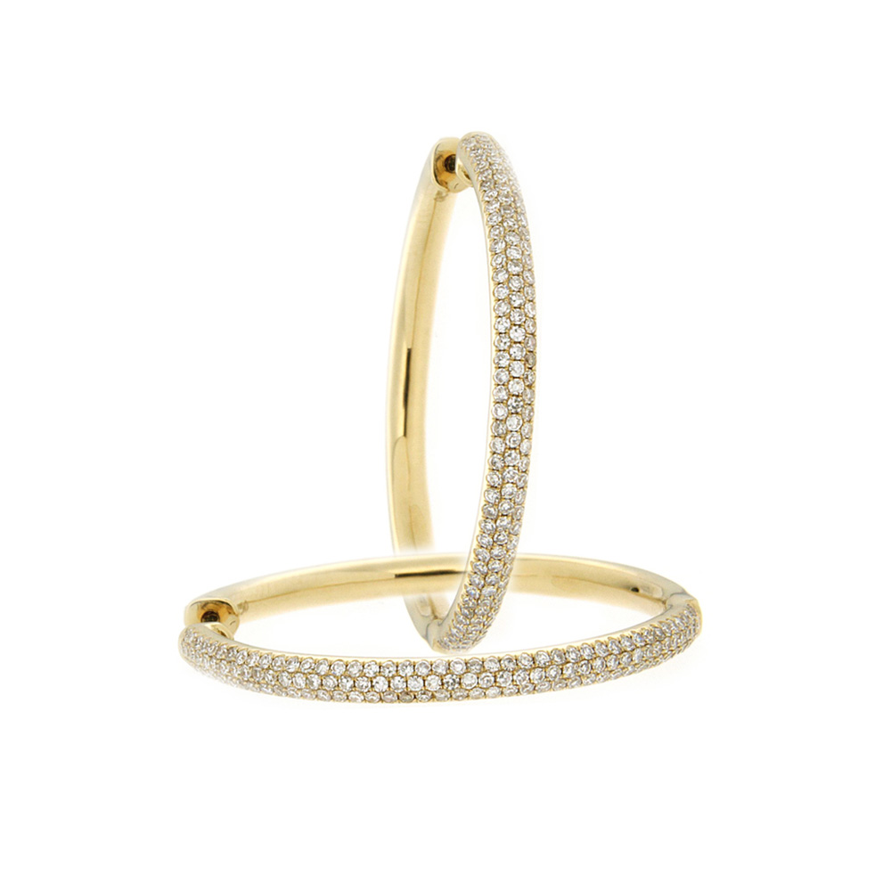 Diamond and Gold Hoop Earrings