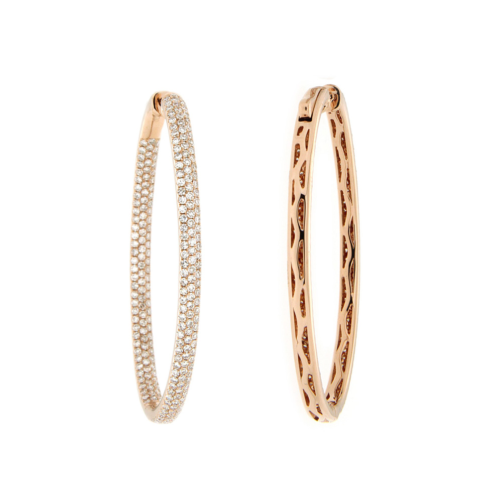 Diamond and Gold Hoop Earrings