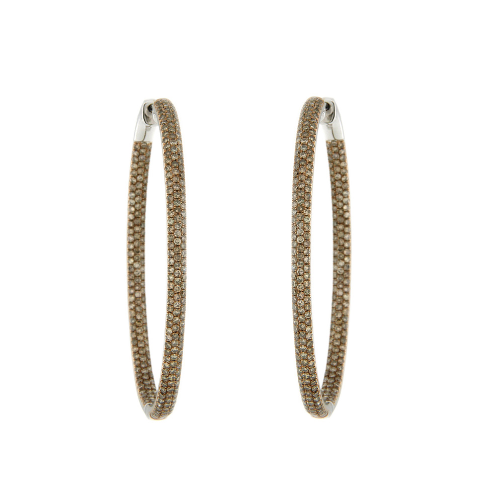 Brown Diamond and Gold Hoops