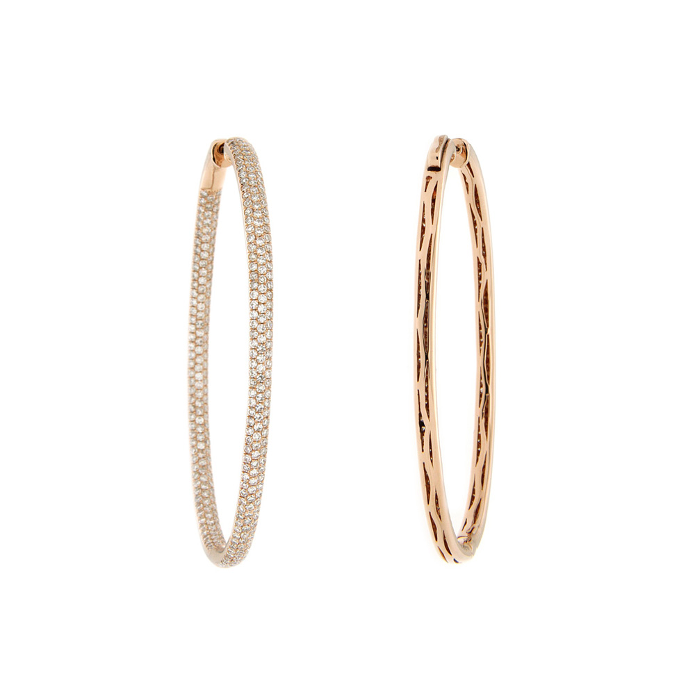 Diamond and Gold Hoop Earrings