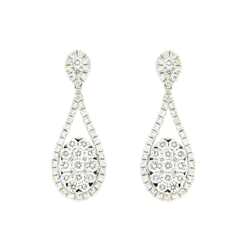 Oval Diamond Drop Earrings