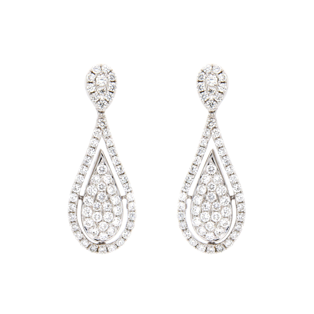 Pear Shaped Diamond Drop Earrings