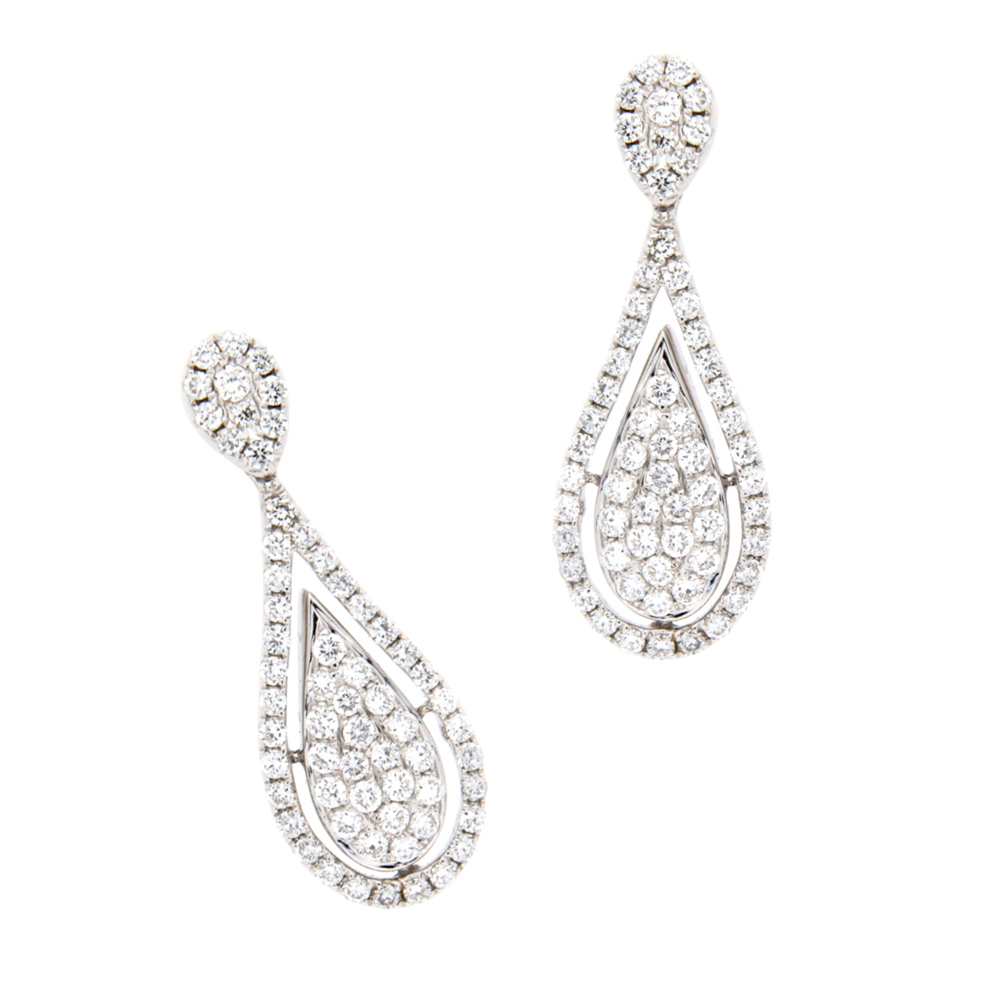 Pear Shaped Diamond Drop Earrings