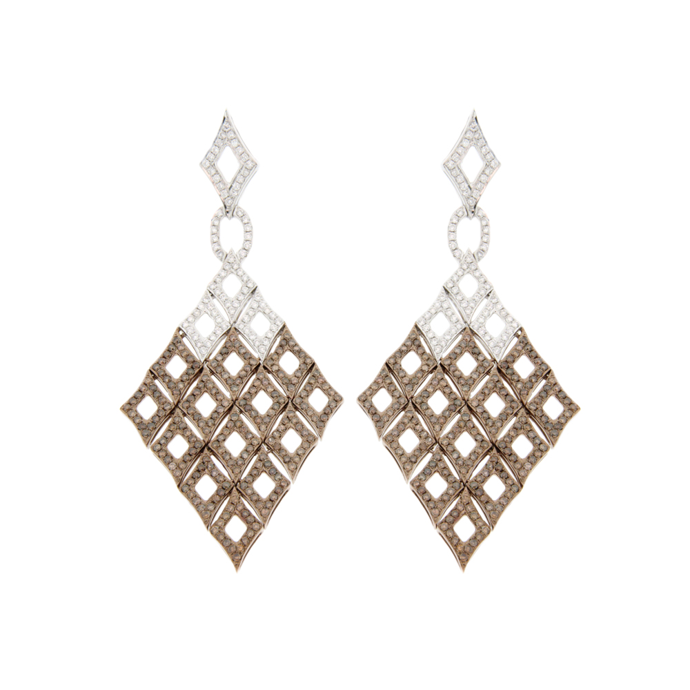 Chandelier Brown & White Diamond Earrings