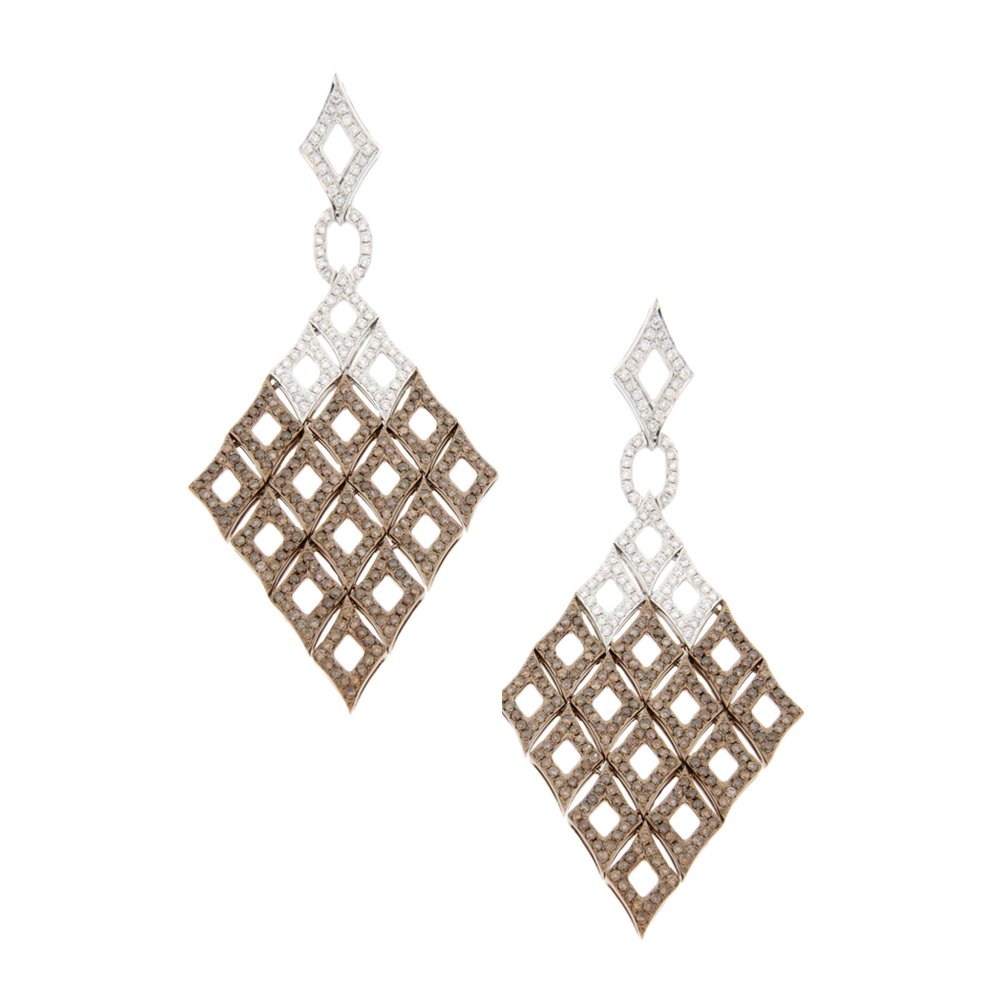 Chandelier Brown & White Diamond Earrings