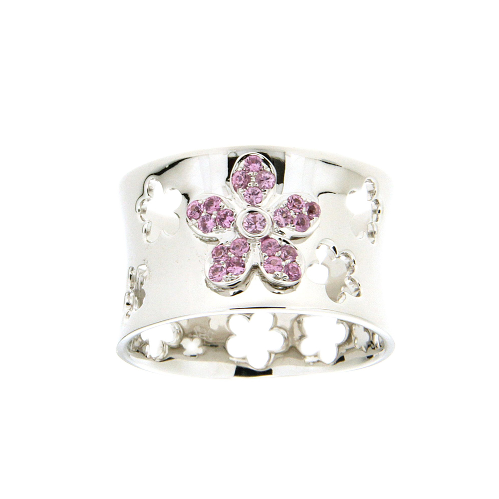 Classic Pink Sapphire Flower Ring