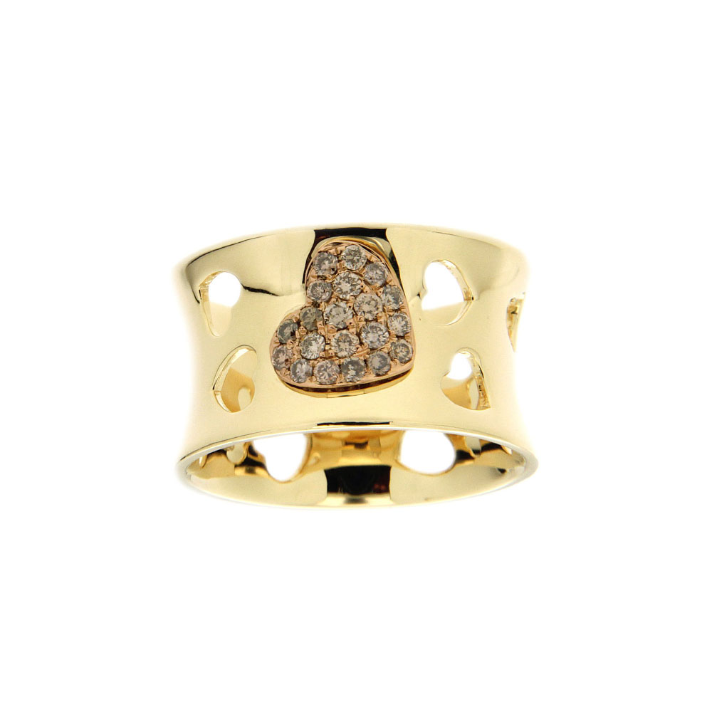 Gold Ring with Brown Diamond Heart