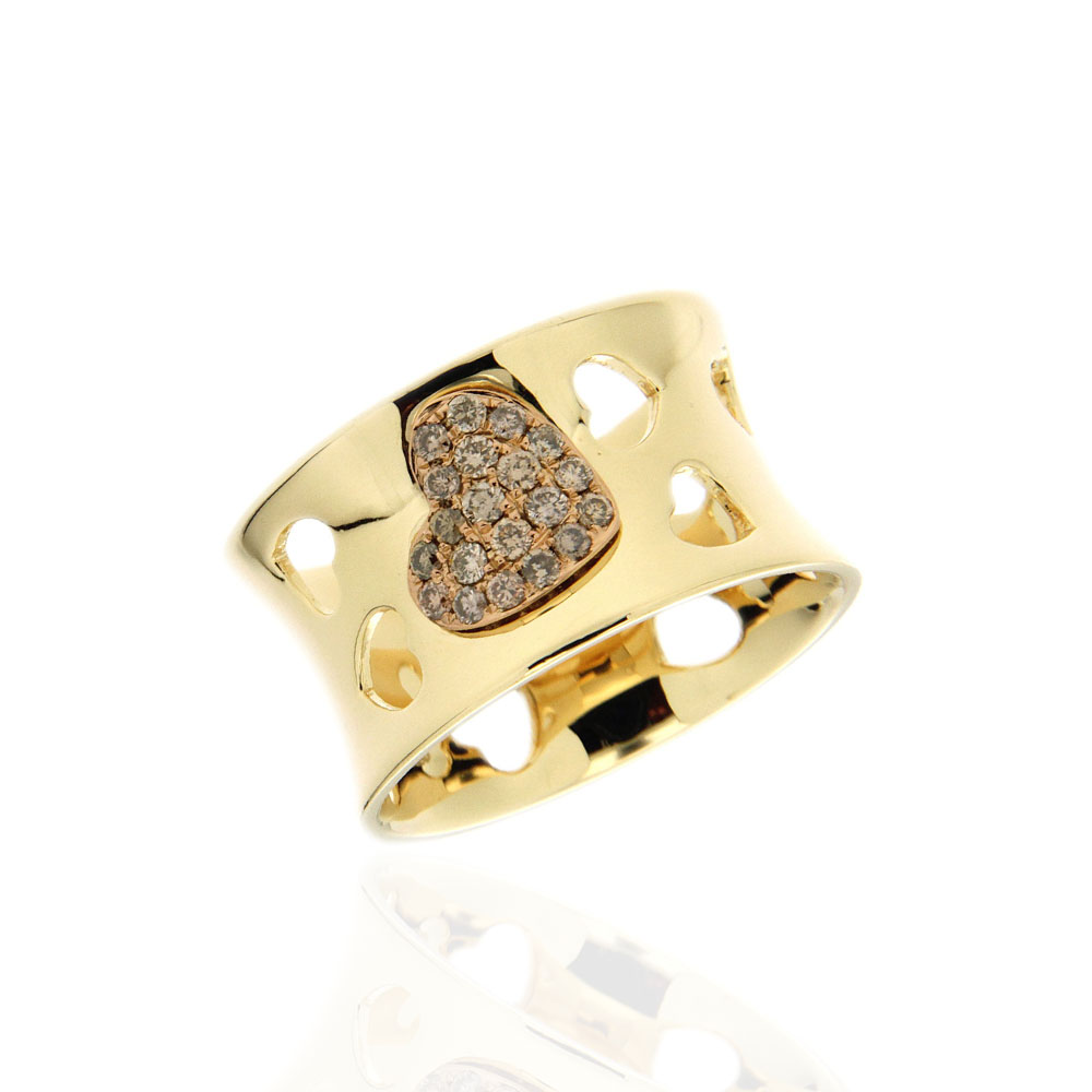 Gold Ring with Brown Diamond Heart