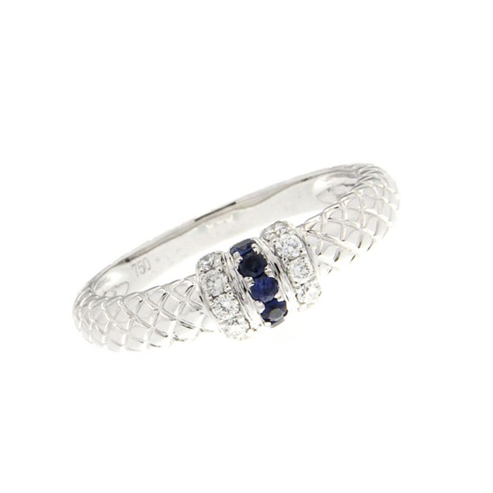 Diamond and Blue Sapphire Gold Ring