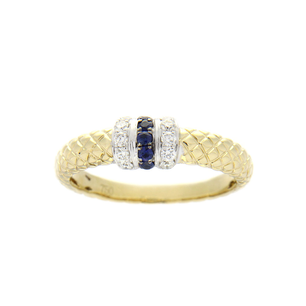 Diamond and Blue Sapphire Gold Ring