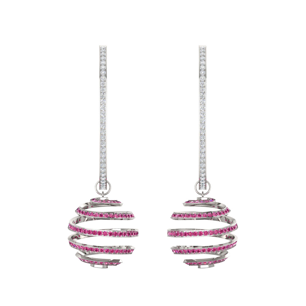 Orbit White And Pink Sapphire Earrings
