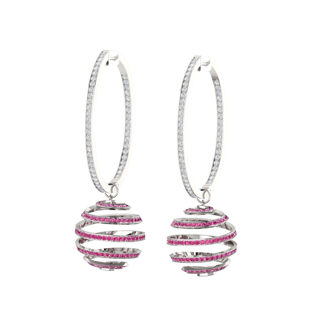 Orbit White And Pink Sapphire Earrings