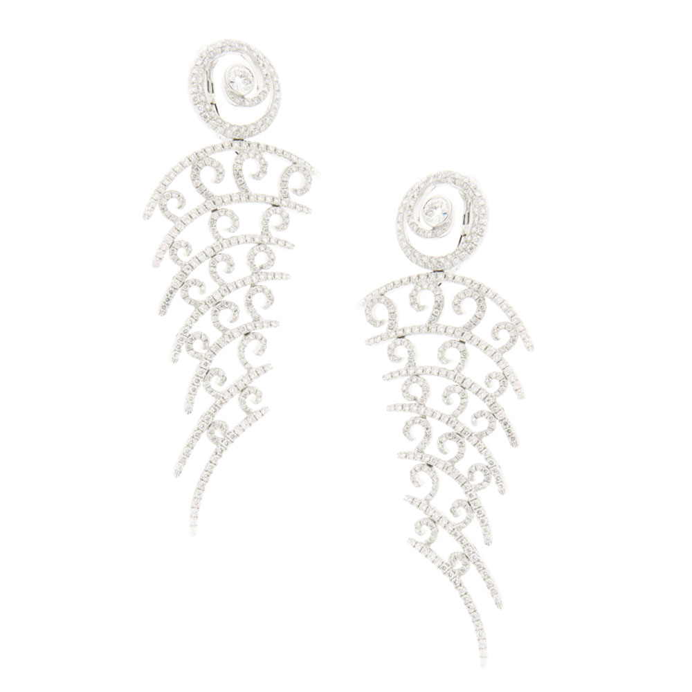 Sophisticated Baroque White Diamond Earrings