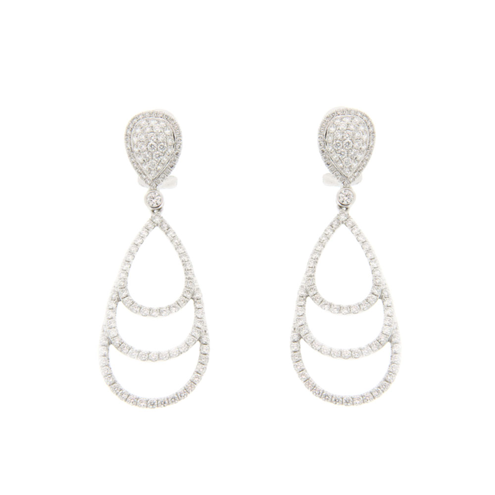 Triple Pear Diamond Drop Earrings