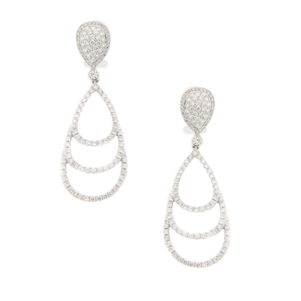 Triple Pear Diamond Drop Earrings