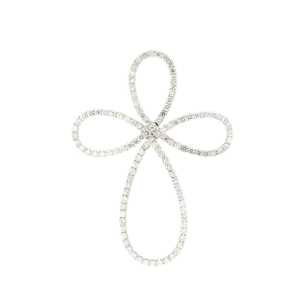 Contemporary Cross White Diamond Pendant