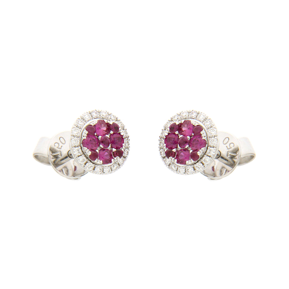 Ruby and White Diamond Studs with Enhancer