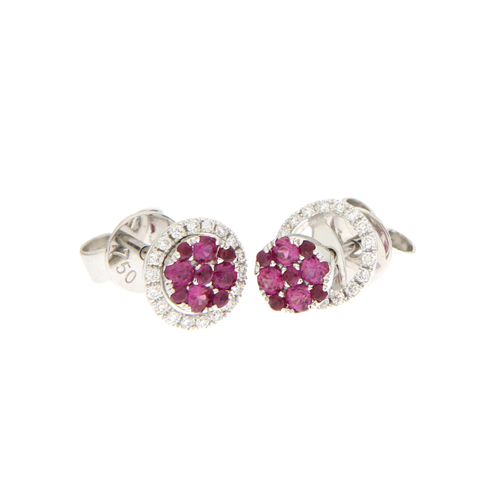Ruby and White Diamond Studs with Enhancer