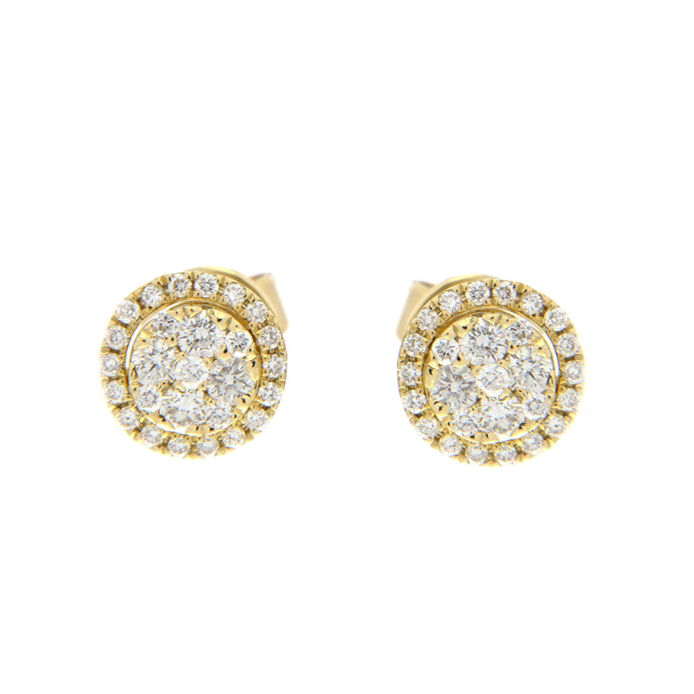 White Diamond Studs With Enhancer in Yellow Gold